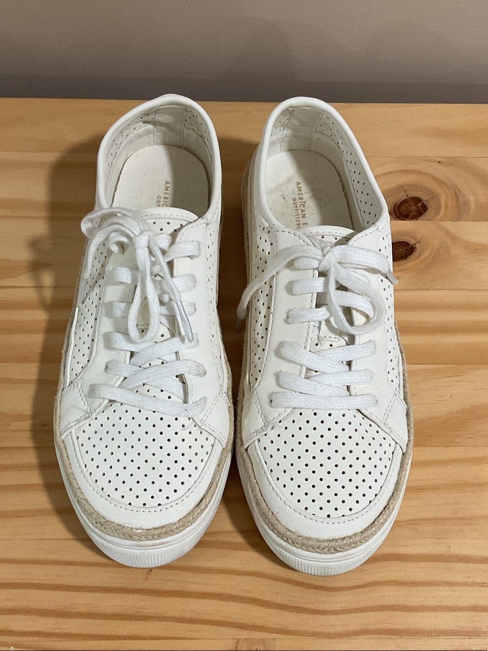 American Eagle Outfitters White Perforated Lace-Up Espadrille Sneakers